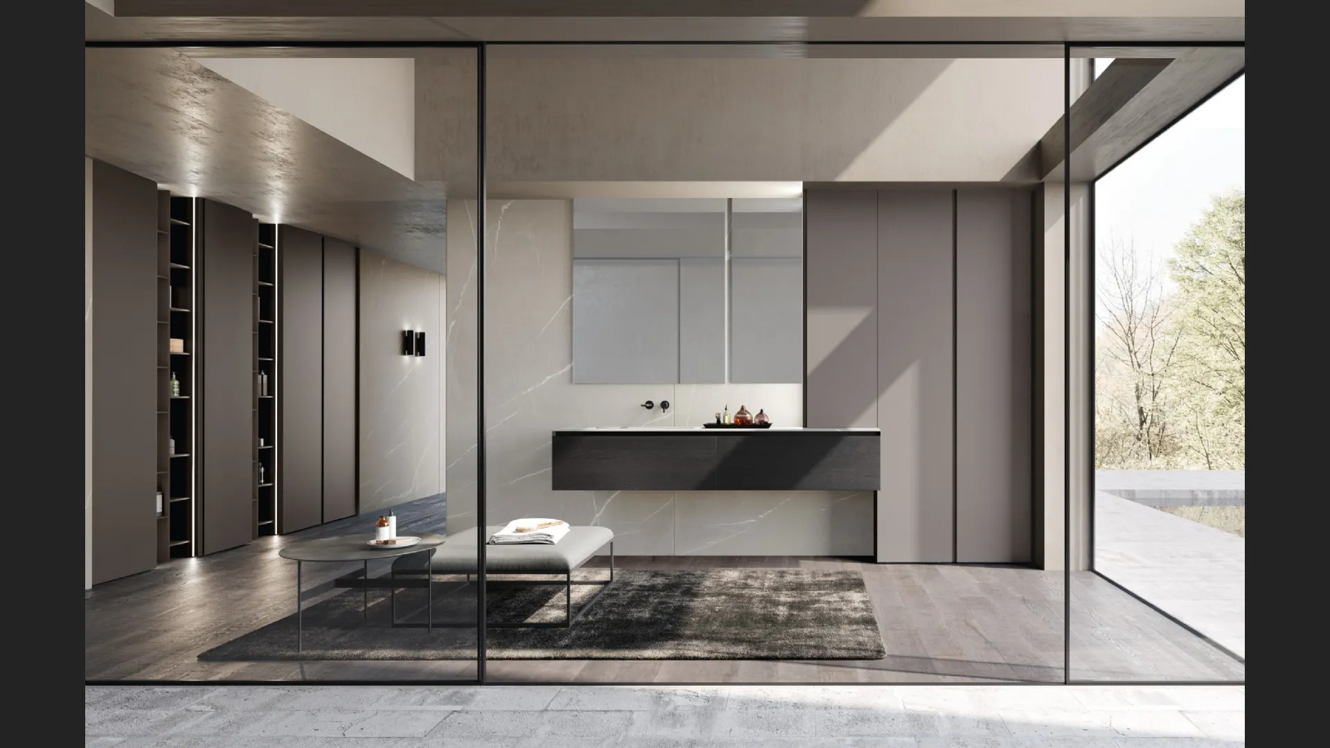 Mobile da Bagno M3 System 307 in rovere nero impiallacciato di Baxar