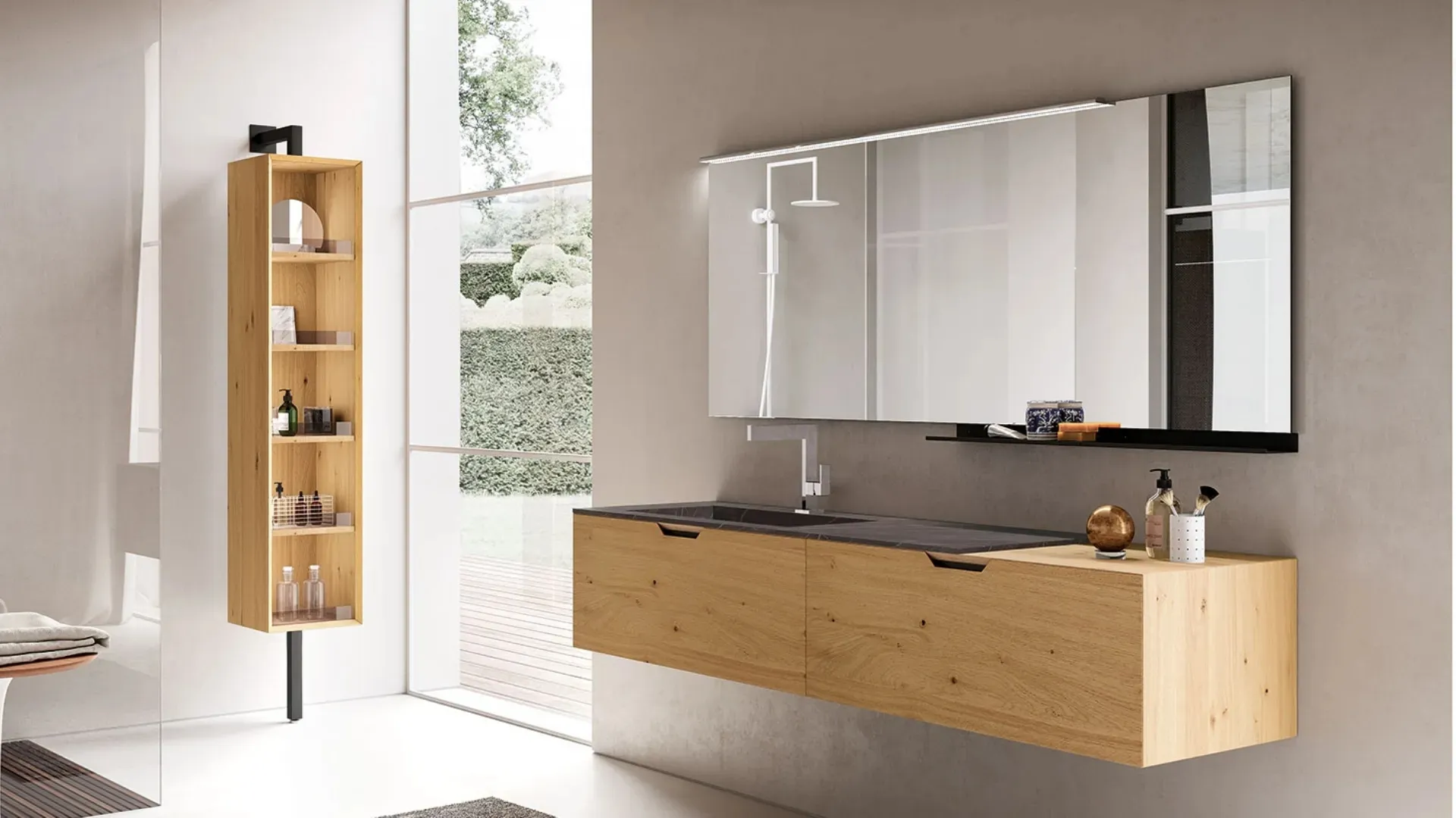 Mobile da Bagno sospeso in Rovere Nordico Quaranta5 02 di Archeda