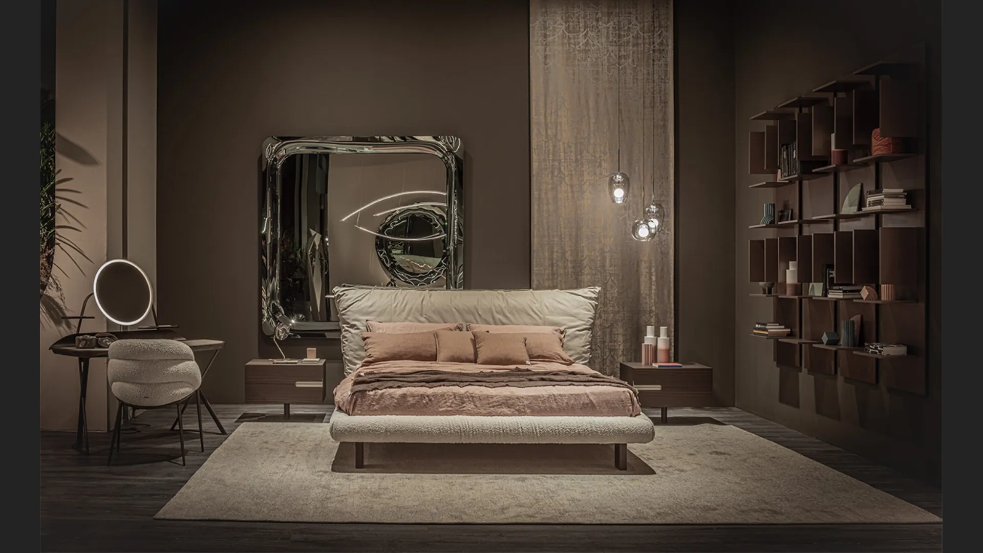 Letto di design Pascal in pelle e tessuto di Cattelan Italia