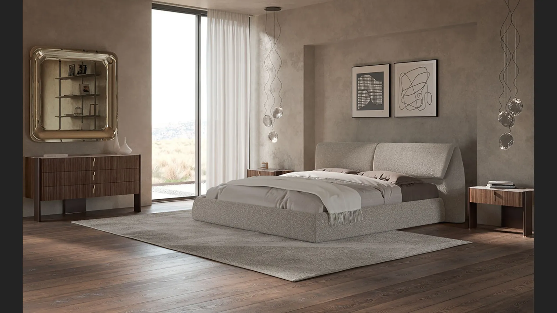 Letto Simon in tessuto imbottito di Cattelan Italia