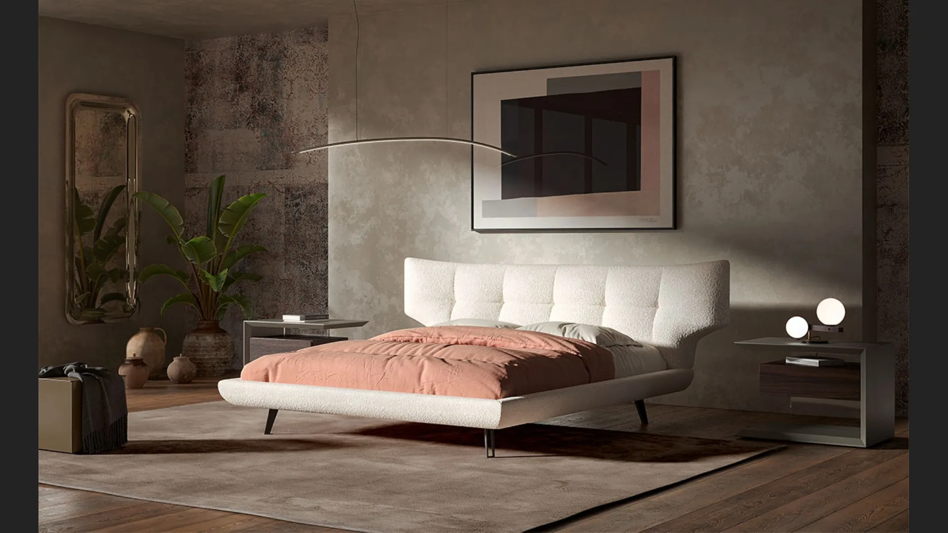 Letto in tessuto imbottito Thomas di Cattelan Italia