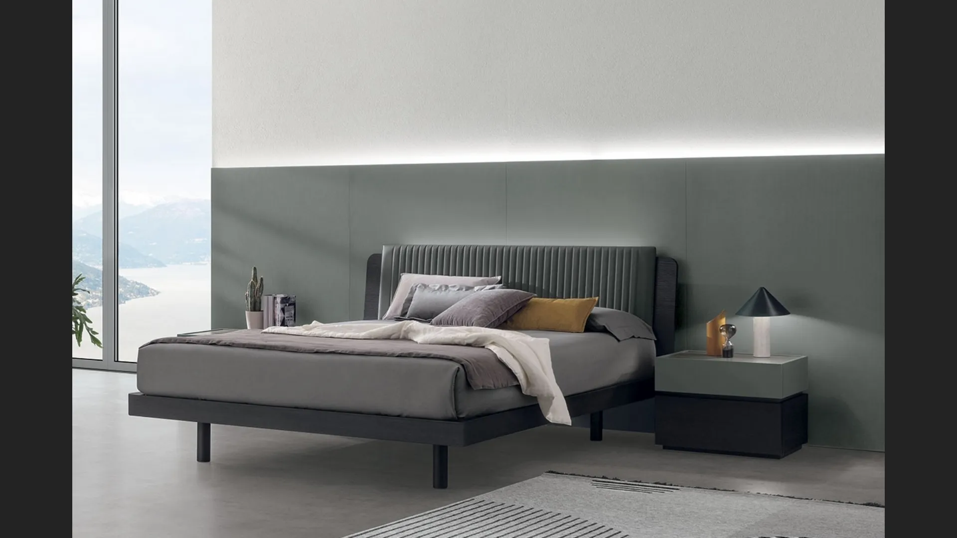 Letto con testiera imbottita Roxy di Tomasella